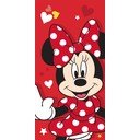 Raudonos spalvos iš medvilnės vaikiškas rankšluostis 70x140 cm Minnie "Red heart" – Jerry Fabrics