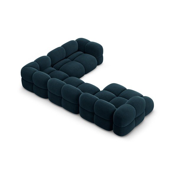 Tamsiai mėlynos spalvos iš velveto kampinė sofa (su dešiniuoju kampu/„U“ formos) Loretto – Cosmopolitan Design-image-3