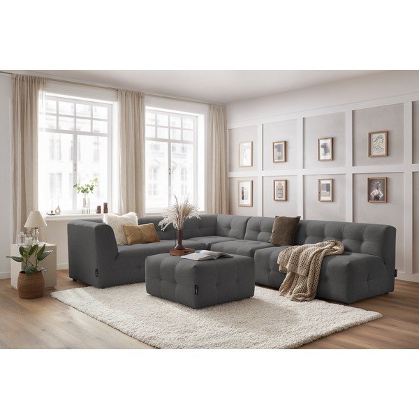 Tamsiai pilka kampinė sofa (kairysis kampas) Kleber - Bobochic Paris-image-1