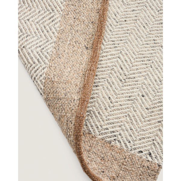 Apverčiamas/rankų darbo smėlio spalvos iš vilnos kilimas 80x200 cm Nifelia – Kave Home-image-4