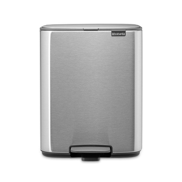 Matinės sidabrinės spalvos šiukšliadėžė iš plieno su pedalu 12 l Bo – Brabantia-image-4