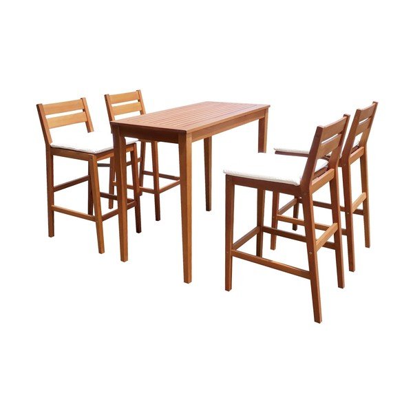 Iš eukalipto masyvo sodo baro komplektas natūralios spalvos 4 žmonėms Maine – Garden Pleasure-image-1