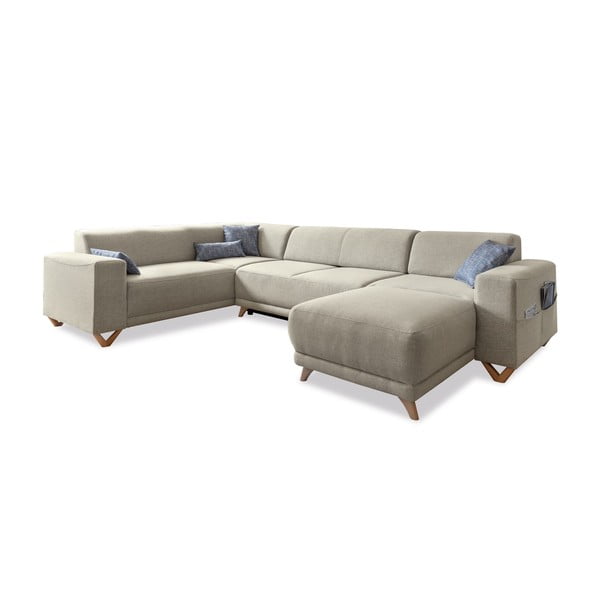 Smėlio spalvos sulankstoma/su sandėliavimo vieta kampinė sofa (su kairiuoju kampu/„U“ formos) Classy Sophie – Miuform