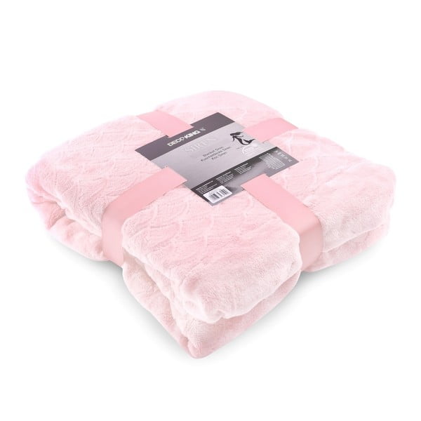 Šviesiai rožinė mikropluošto antklodė DecoKing Siren, 140 cm