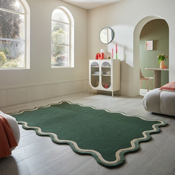 Rankų darbo tamsiai žalios spalvos iš vilnos mišinio kilimas 120x170 cm Rivo Wool – Flair Rugs-image-1