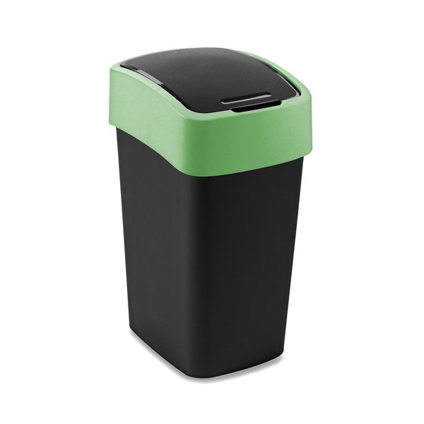 Žalios spalvos/juodos spalvos iš plastiko šiukšliadėžė rūšiavimui 25 l Flip Bin – Curver