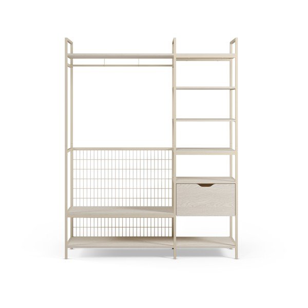 Kreminės spalvos atvira iš plieno drabužių spinta 140x179,5x40 cm Amara – Marckeric-image-2