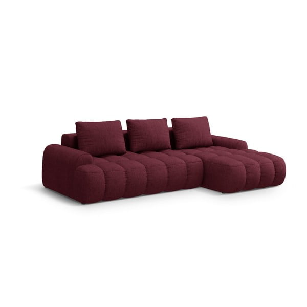 Bordo spalvos sulankstoma/su sandėliavimo vieta kampinė sofa (su dešiniuoju kampu/su gultu) Linz – Cosmopolitan Design-image-2