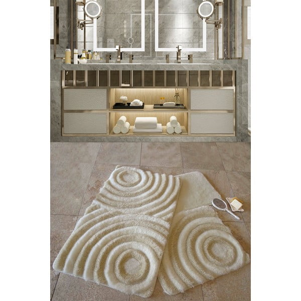 Vonios kilimėliai smėlio spalvos 3 vnt. 60x100 cm Wave – Foutastic-image-2