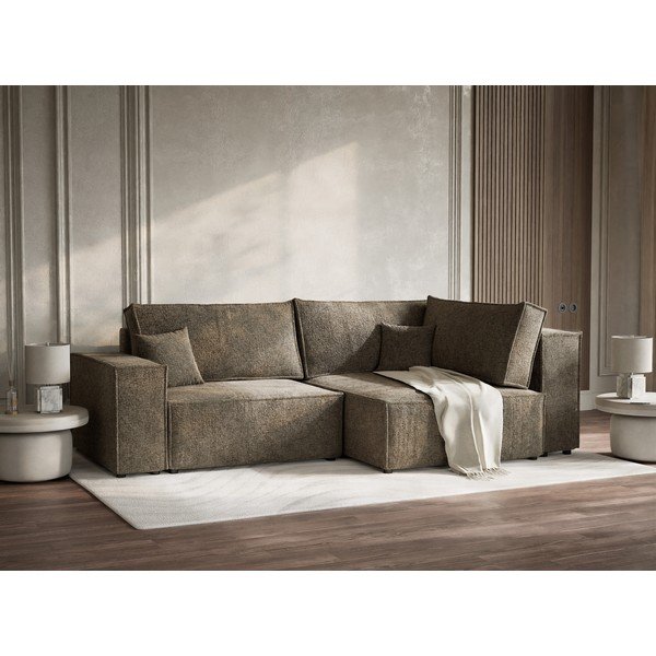 Rudos spalvos sulankstoma/su sandėliavimo vieta kampinė sofa iš šenilinio audinio (su dešiniuoju kampu/„L“ formos) Tonga – Maison de Rêve-image-4