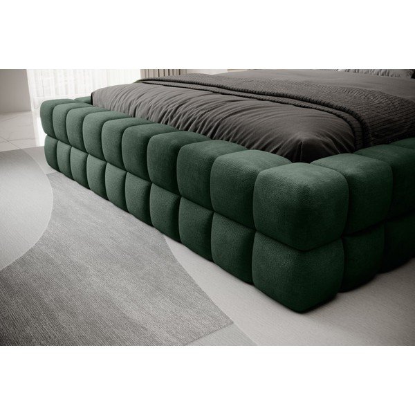 Tamsiai žalios spalvos dvigulė lova dengta audiniu su sandėliavimo vieta su lovos grotelėmis 140x200 cm Dizzle – ELTAP-image-4