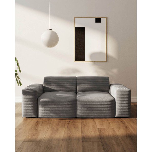 Sofa pilkos spalvos iš kordinio velveto 205 cm Fluvio – MESONICA-image-3