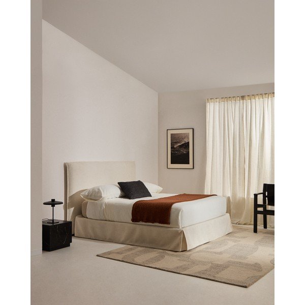 Baltos spalvos dvigulė lova audiniu dengta 180x200 cm Jaira – Kave Home-image-1