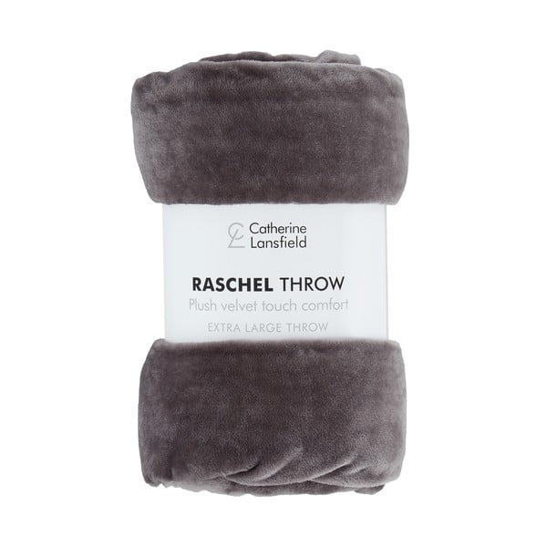 Tamsiai pilkos spalvos iš mikropliušo antklodė ir pledas 130x170 cm Raschel Velvet – Catherine Lansfield-image-2