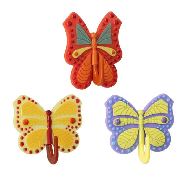 3 spalvotų Metaltex Butterfly lipnių kabliukų rinkinys