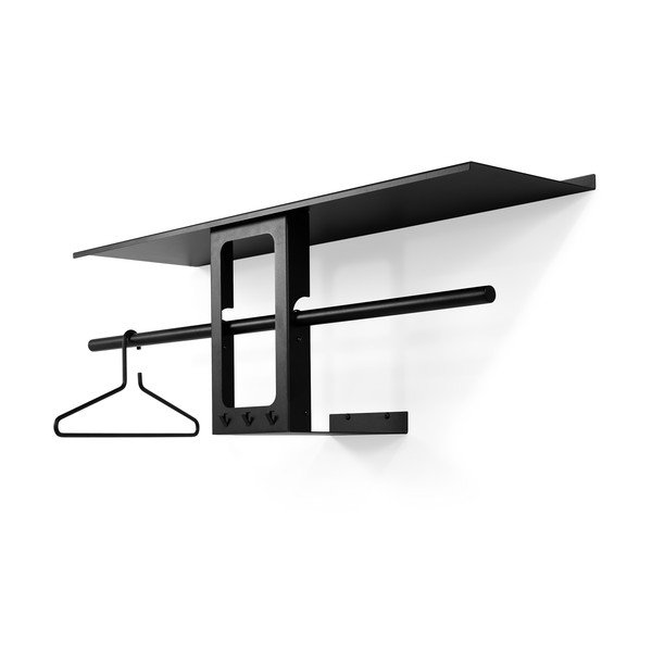 Juodos spalvos iš plieno sieninė lentyna su lentyna 100 cm Luno Small – Spinder Design