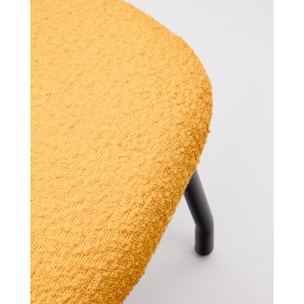 Pufas garstyčių spalvos iš boucle Belina – Kave Home-image-4