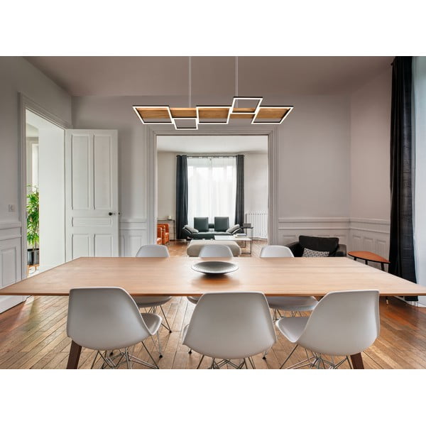 Kabantis šviestuvas juodos spalvos/natūralios spalvos LED su pritemdymo funkcija Harper – Trio-image-1