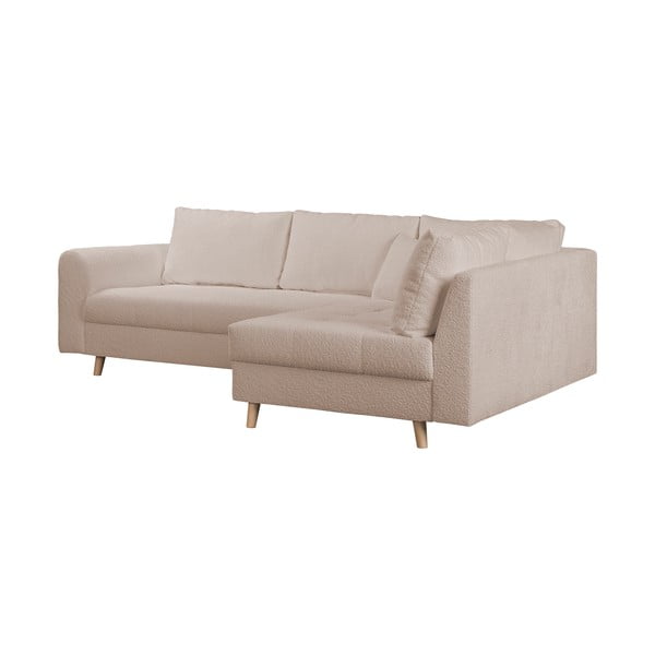 Kampinė sofa smėlio spalvos iš boucle (su dešiniuoju kampu) Ariella – Ropez-image-3