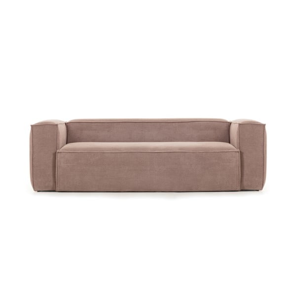 Rožinė aksominė sofa Kave Home Blok, 240 cm