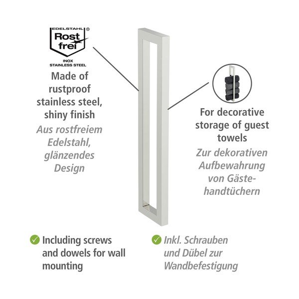 Sieninis nerūdijančio plieno rankšluosčių laikiklis Reitani - Wenko-image-3