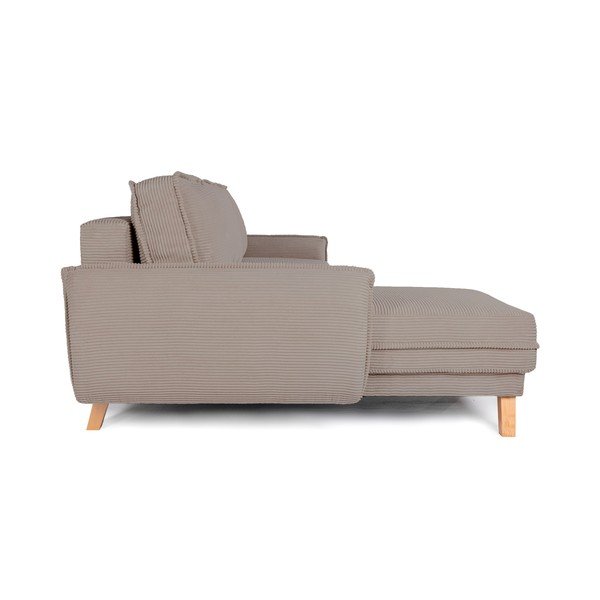 Taupe spalvos sulankstoma/su sandėliavimo vieta kampinė sofa iš kordinio velveto Tori – Bonami Selection-image-2