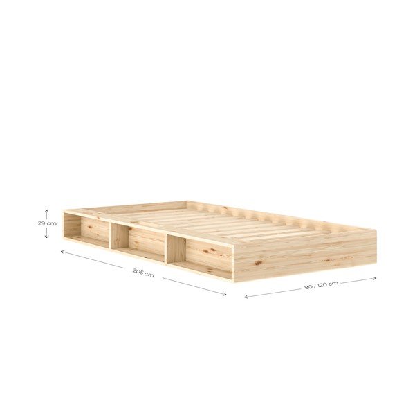 Šviesios natūralios spalvos iš pušies masyvo viengulė lova be galvūgalio su lovos grotelėmis 90x200 cm Ziggy – Karup-image-2