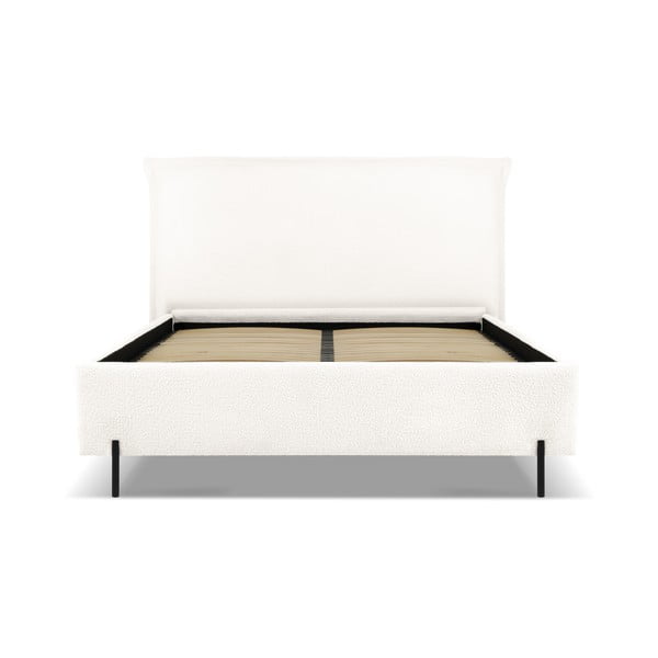 Dvigulė lova baltos spalvos audiniu dengta su sandėliavimo vieta su lovos grotelėmis 160x200 cm Armie – Milo Casa-image-2