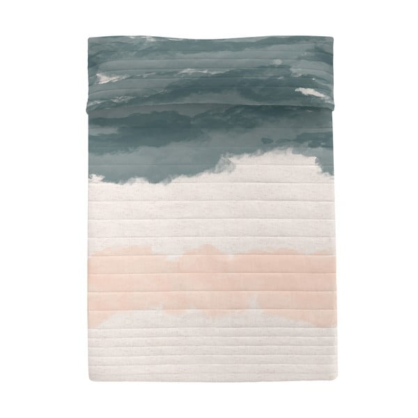 Dygsniuota lovatiesė iš medvilnės rožinės spalvos/pilkos spalvos 180x260 cm Seaside – Blanc