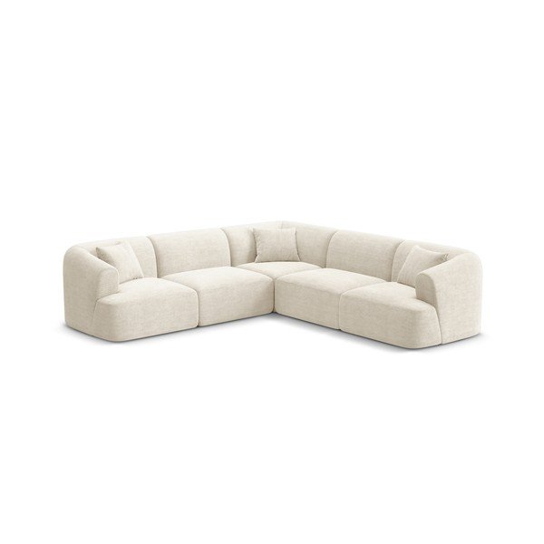 Smėlio spalvos kampinė sofa iš kordinio velveto Campi – Cosmopolitan Design-image-1
