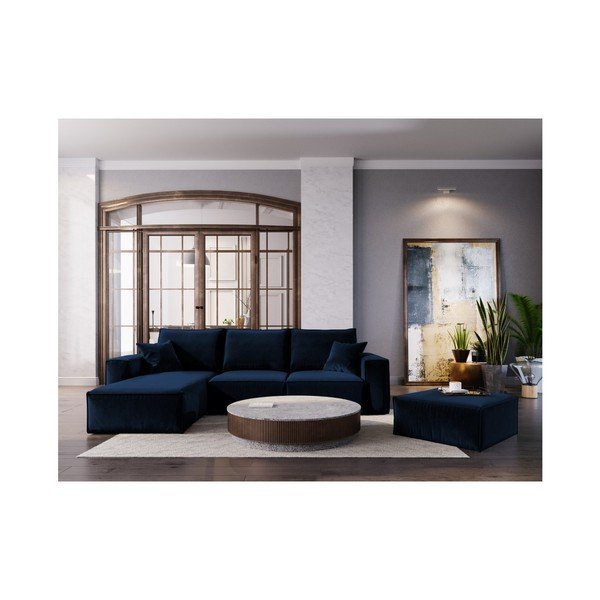Tamsiai mėlyna kampinė sofa "Cosmopolitan Design Florida", kairysis kampas-image-4
