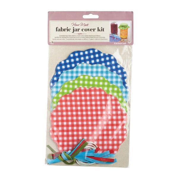 8 audinių dekoracijų rinkinys "Kitchen Craft Gingham" stiklainiams-image-1