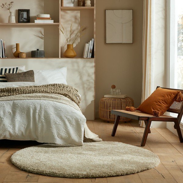 Apvalios formos kilimas smėlio spalvos ø 133 cm – Flair Rugs-image-1