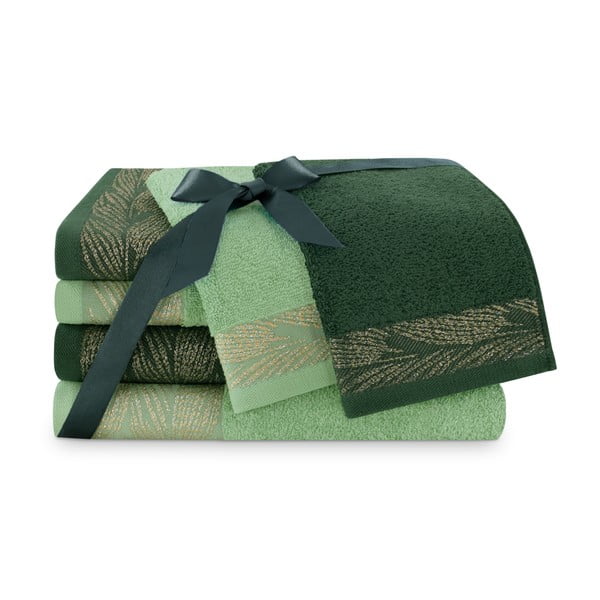 Žalios spalvos iš frote audinio iš medvilnės vonios rankšluosčių rinkiniai 6 vnt. Allium – Restilo-image-1