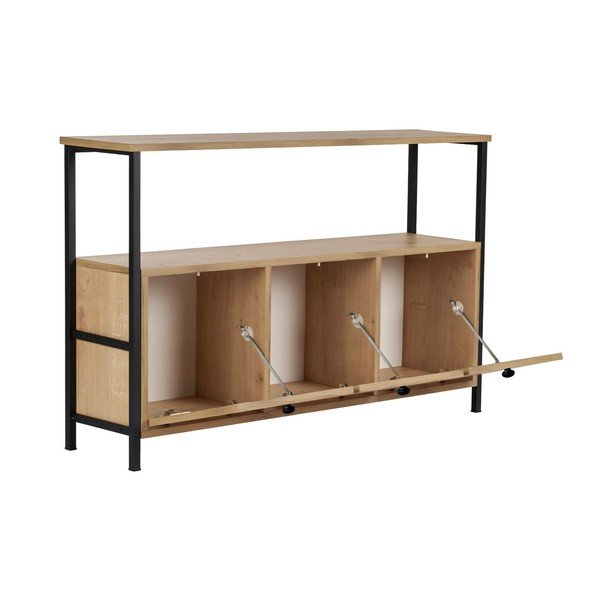 Šviesios natūralios spalvos konsolinis staliukas iš ąžuolo 29,5x120 cm Solace – Kalune Design-image-3