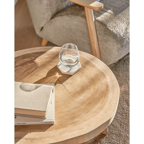 Iš masyvios munggur medienos apvalios formos šoninis stalas ø 65 cm Wellcres – Kave Home-image-2