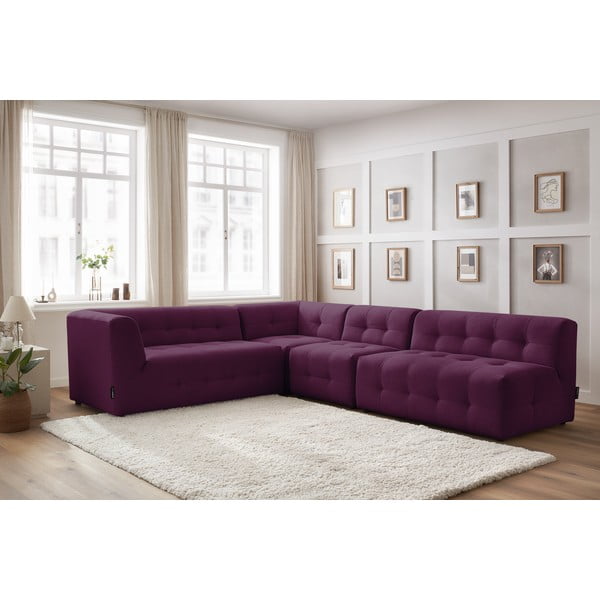 Tamsiai violetinė kampinė sofa (kairysis kampas) Kleber - Bobochic Paris-image-1