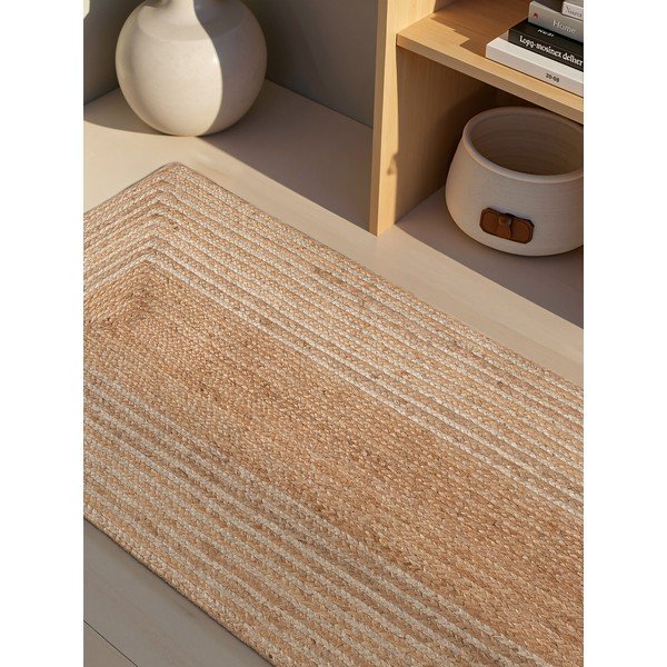 Apverčiamas/rankų darbo natūralios spalvos/šviesios natūralios spalvos iš džiuto kilimas 80x200 cm Juno – Hanse Home-image-3