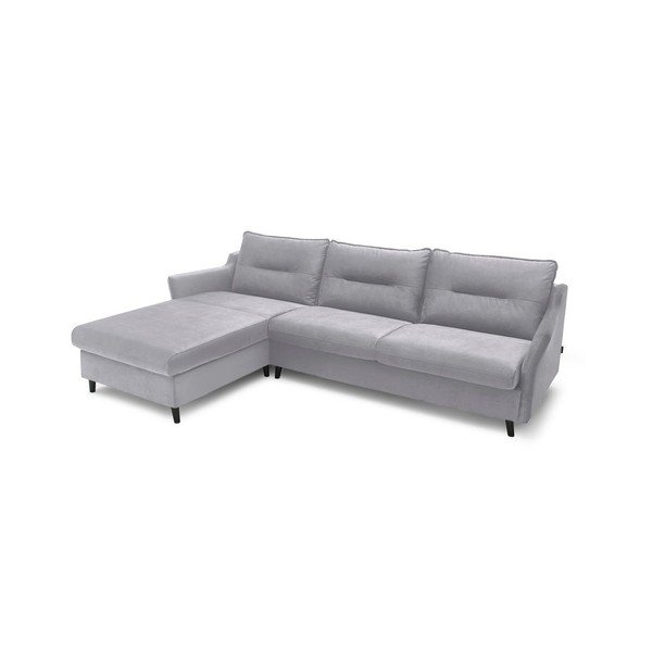 Šviesiai pilka aksominė sofa lova "Bobochic Paris Loft", kairysis kampas-image-3