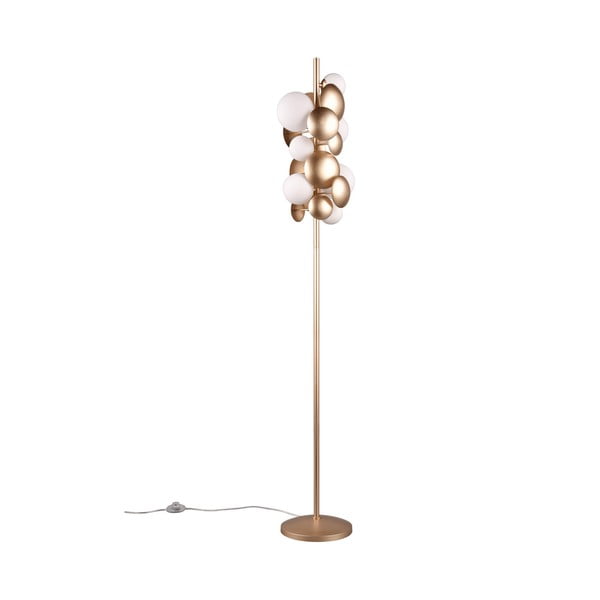 Pastatomas šviestuvas baltos spalvos/auksinės spalvos (aukštis 155 cm) su stiklo gaubtu Bubble – Trio Select