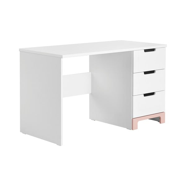 Baltos ir rožinės spalvos rašomasis stalas "Pinio Mini", 120 cm ilgio