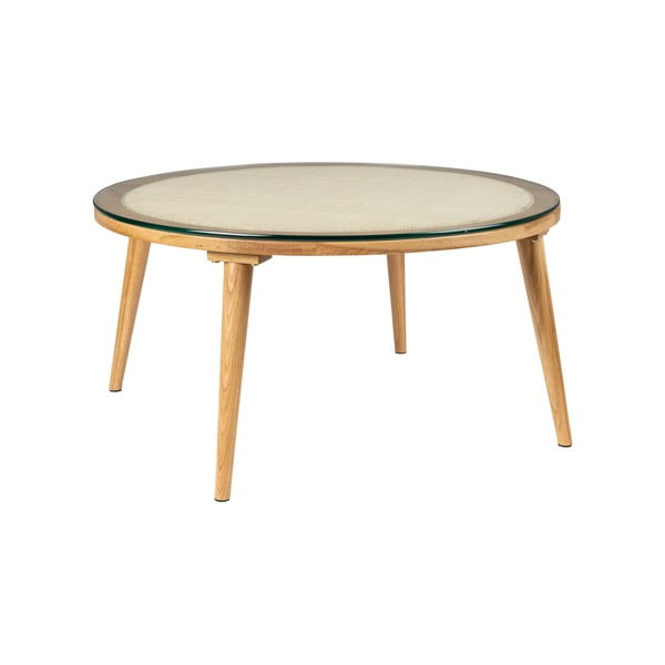 Iš stiklo apvalios formos kavos staliukas natūralios spalvos ø 70 cm Haru – White Label