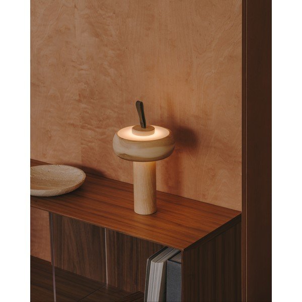 Natūralios spalvos iš uosio masyvo stalinis šviestuvas LED su pritemdymo funkcija (aukštis 30 cm) Luba – Kave Home-image-1