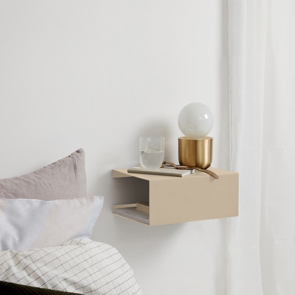 Smėlio spalvos iš plieno kelių aukštų sieninė lentyna 35 cm – ReCollector-image-3