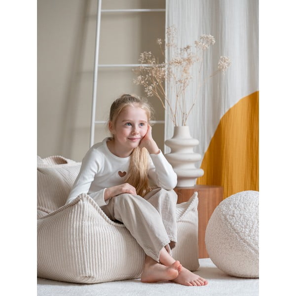 Kreminės spalvos iš kordinio velveto vaikiškas sėdmaišis Chair – Wigiwama-image-1