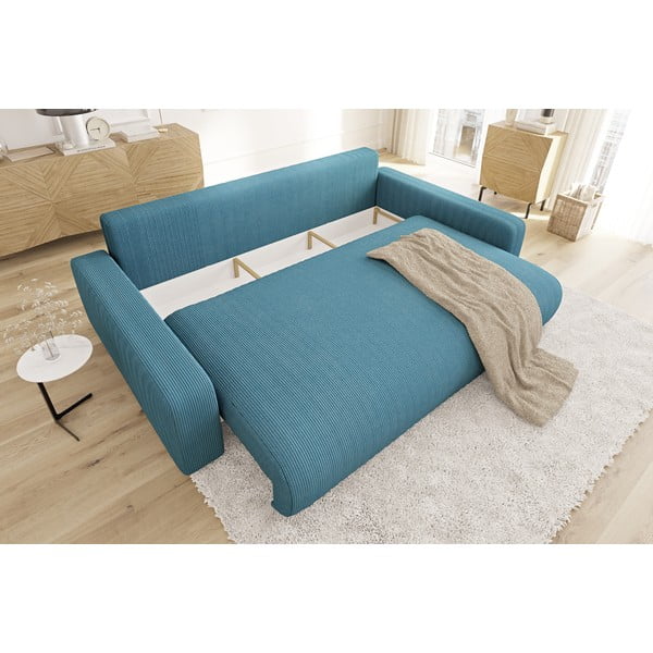 Turkio spalvos iš kordinio velveto sulankstoma/su sandėliavimo vieta sofa 234 cm Sara – Ropez-image-4