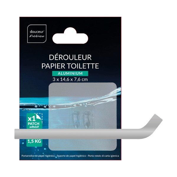Su montavimu be gręžimo blizgios sidabrinės spalvos iš metalo laikiklis tualetiniam popieriui Filaire Aluminium – douceur d'intérieur-image-2