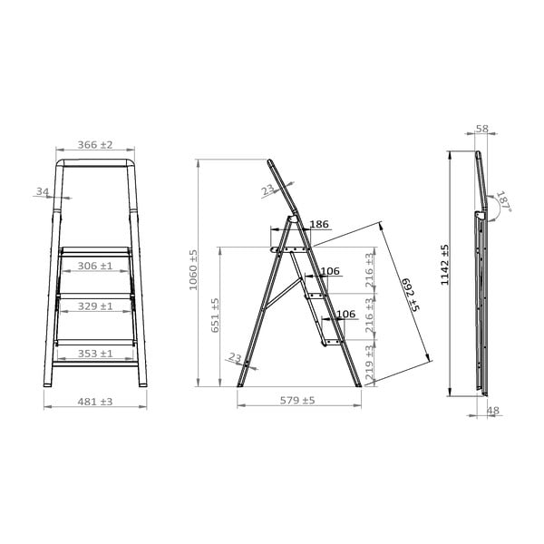Pilkos kopėčios Weko Compact, aukštis 114,5 cm-image-4