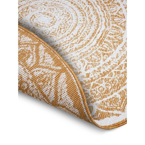 Apvalios formos lauko kilimas ochros spalvos/baltos spalvos ø 140 cm Siruma – NORTHRUGS-image-2