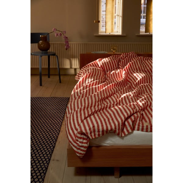 Viengulė patalynė raudonos plytų spalvos/smėlio spalvos banguotos tekstūros 140x200 cm Bæk&Bølge – JUNA-image-4